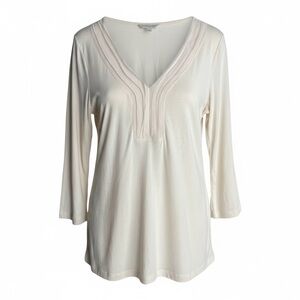 Banana Republic V-Neck Tunic 3/4 Sleeve T Shirt Women’s Large Ivory NWT